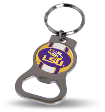 LSU Tigers Metal Keychain - Beverage Bottle Opener With Key Ring