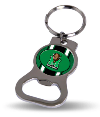 Marshall Thundering Herd Metal Keychain - Beverage Bottle Opener With Key Ring