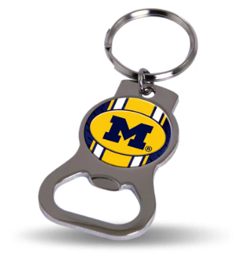 Michigan Wolverines Metal Keychain - Beverage Bottle Opener With Key Ring