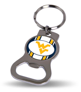 West Virginia Mountaineers Metal Keychain - Beverage Bottle Opener With Key Ring