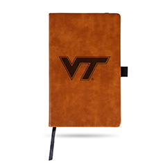 Virginia Tech University Laser Engraved Brown Notepad With Elastic Band