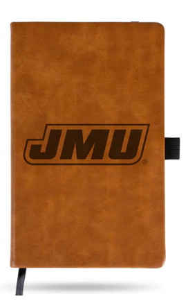 James Madison Laser Engraved Brown Notepad With Elastic Band